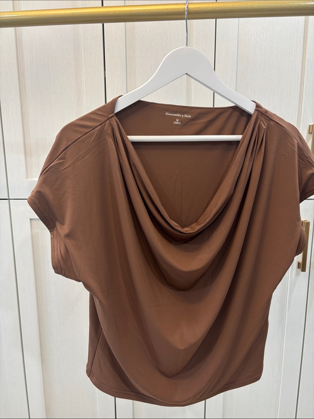 Abercrombie & Fitch Chocolate Brown Draped Cowl-Neck Blouse